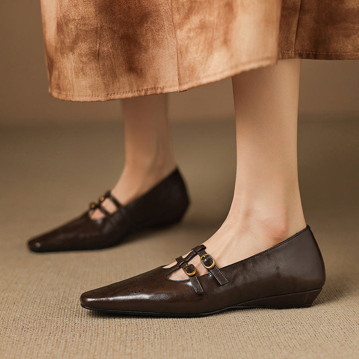 Ceyla | Brogued Double-Strap Mary Jane Flat