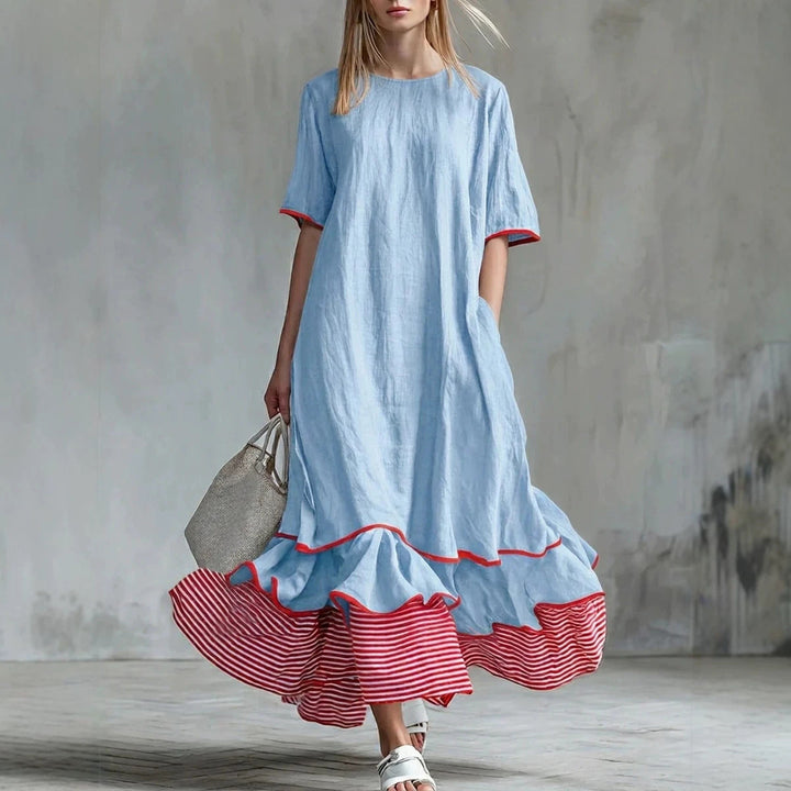 Casual Striped Patchwork Dress