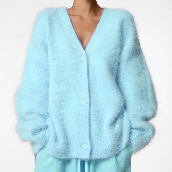 Cloud-Soft V-Neck Button Cardigan in Sky Blue