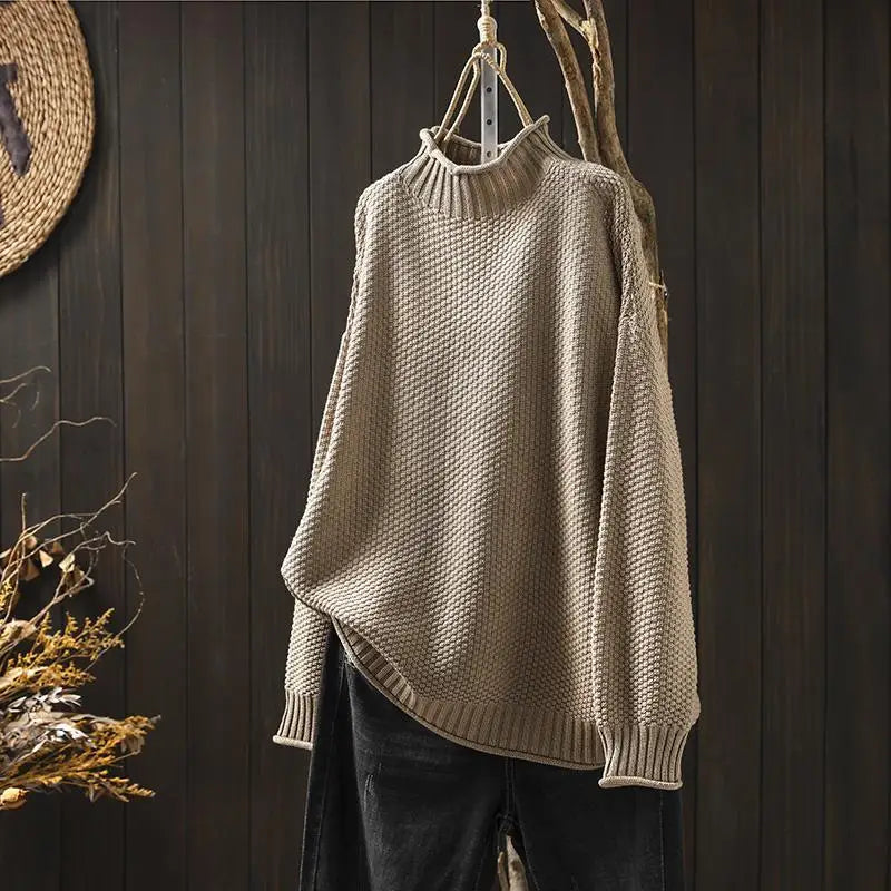 MIRA-Relaxed Mock Neck Knit Sweater Ruth