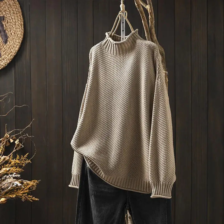 MIRA-Relaxed Mock Neck Knit Sweater Ruth