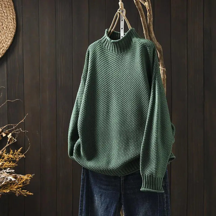 MIRA-Relaxed Mock Neck Knit Sweater Ruth