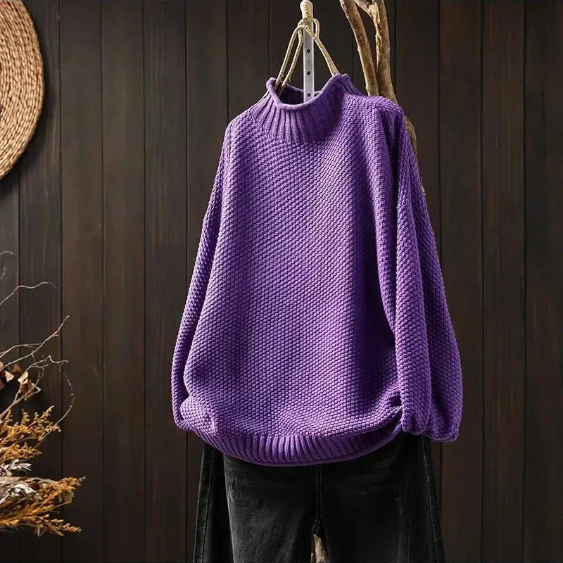 MIRA-Relaxed Mock Neck Knit Sweater Ruth