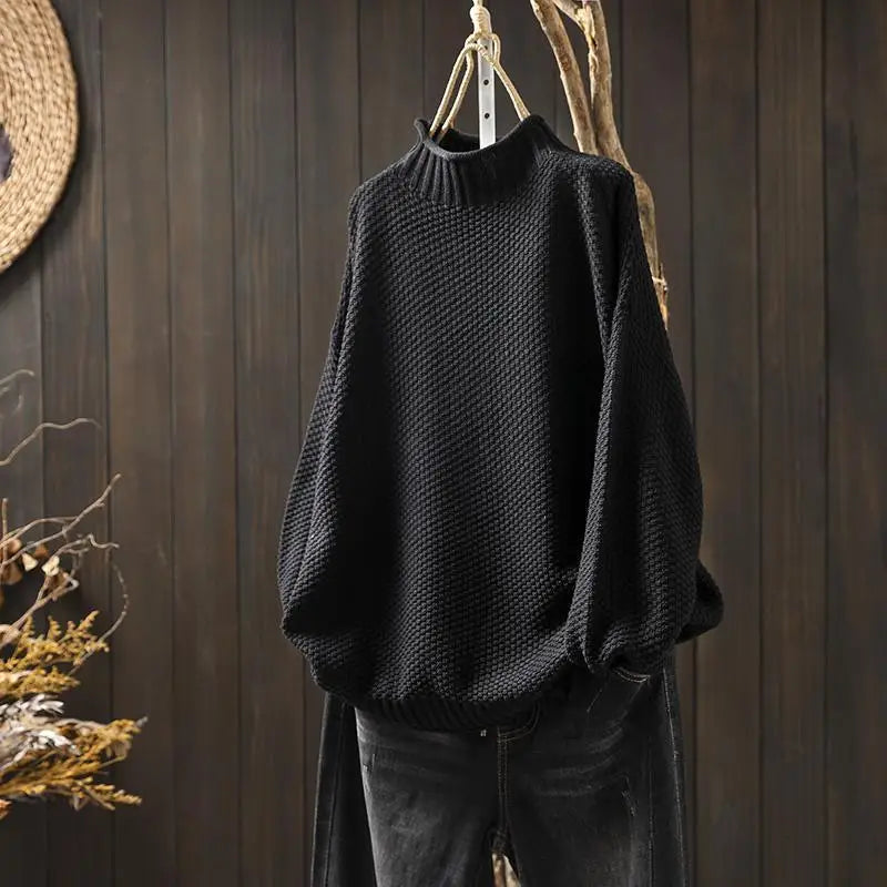 MIRA-Relaxed Mock Neck Knit Sweater Ruth
