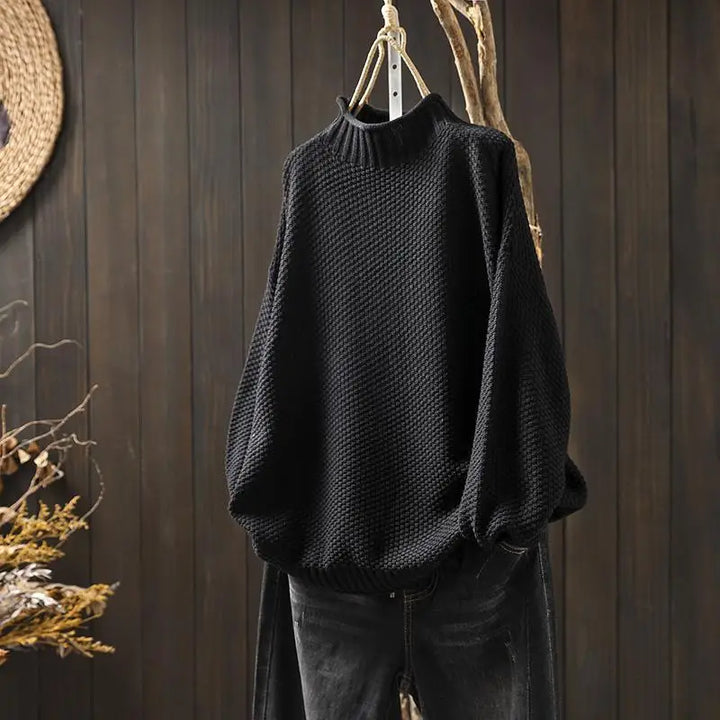 MIRA-Relaxed Mock Neck Knit Sweater Ruth