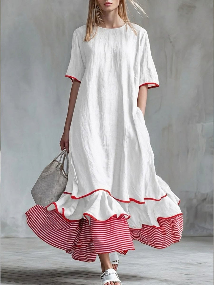 Casual Striped Patchwork Dress