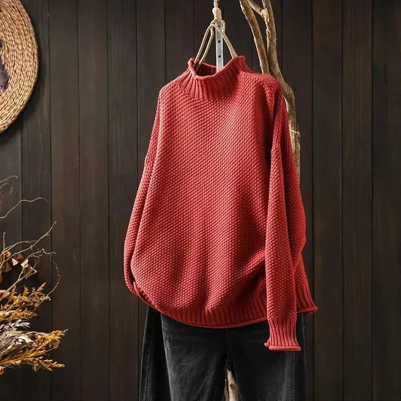 MIRA-Relaxed Mock Neck Knit Sweater Ruth
