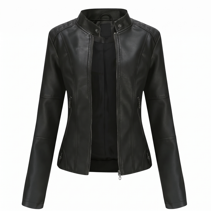MARISSA | Slim Moto Jacket with Stand Collar