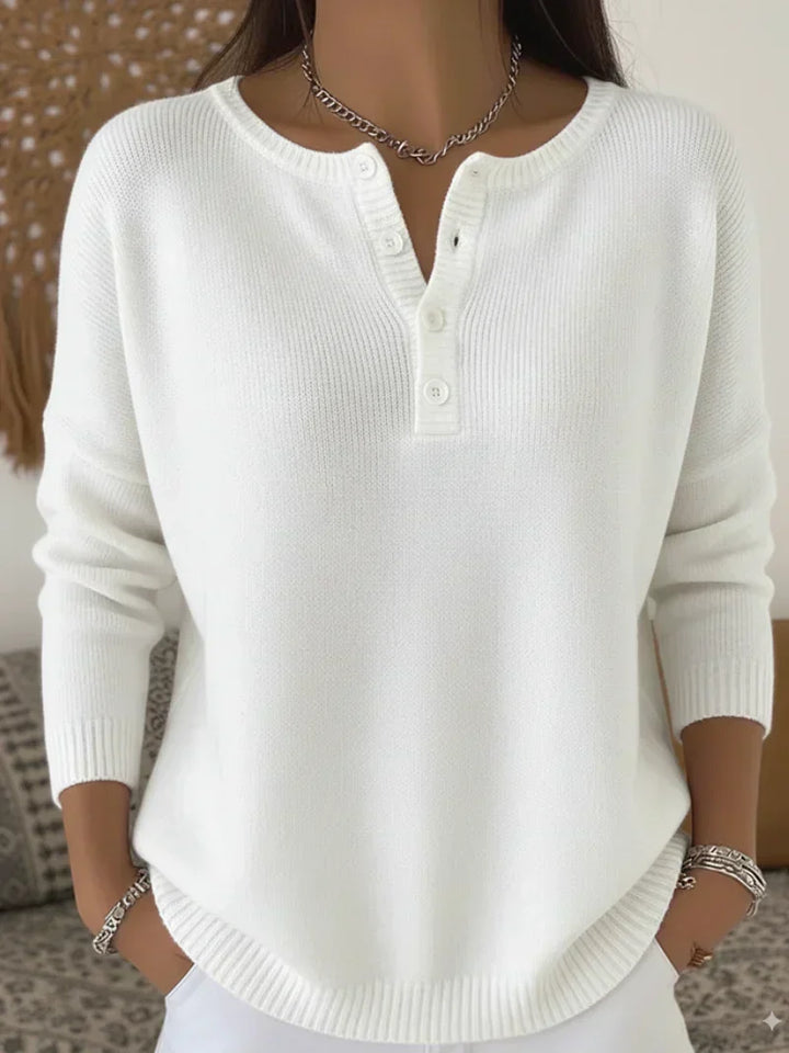 Helena™ | Henley Button-Up Knit Sweater