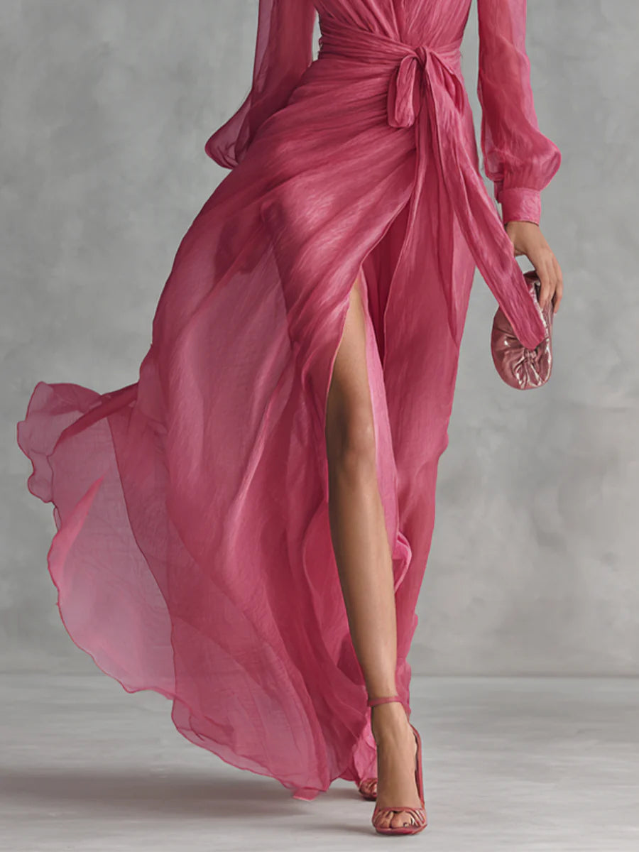 Beatrice | Elegant V-neck Tie-waist Long Dress