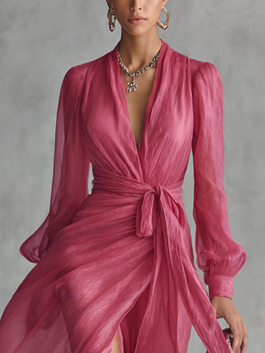 Beatrice | Elegant V-neck Tie-waist Long Dress