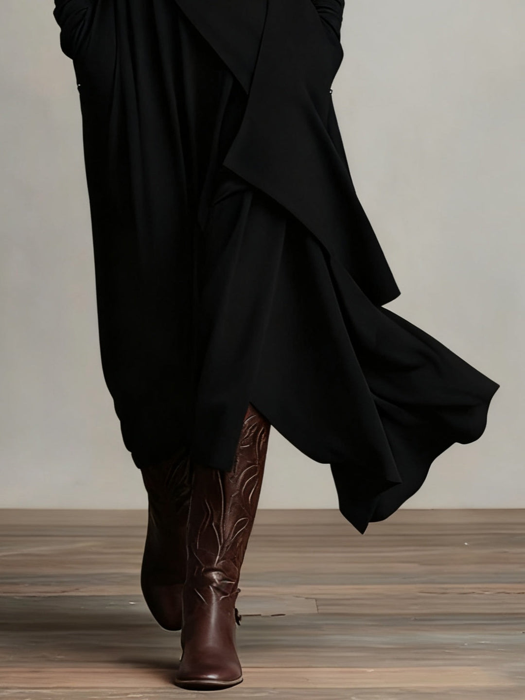 Arielle™ Vintage Asymmetrical Turtleneck Dress