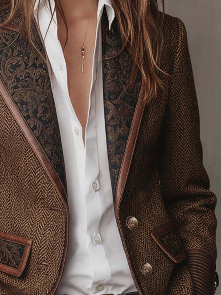 Women's Herringbone Printed Panel Blazer