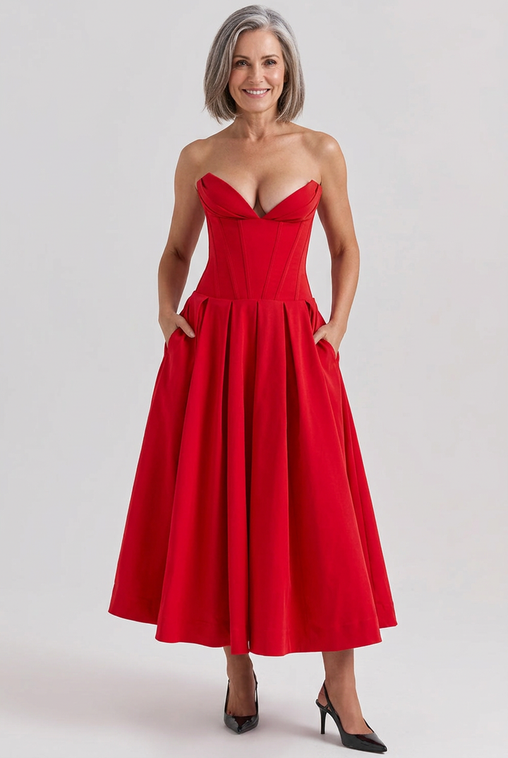 Delphine Corset Swing Midi Dress