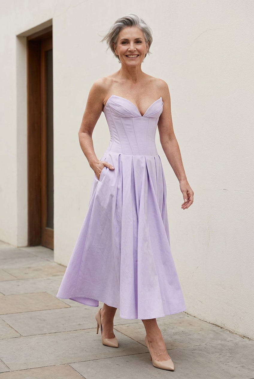 Delphine Corset Swing Midi Dress