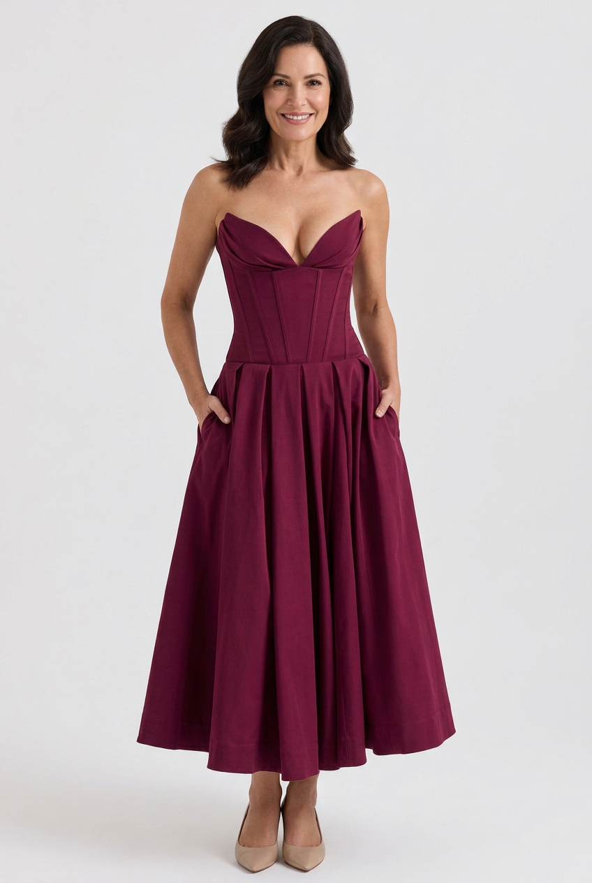 Delphine Corset Swing Midi Dress
