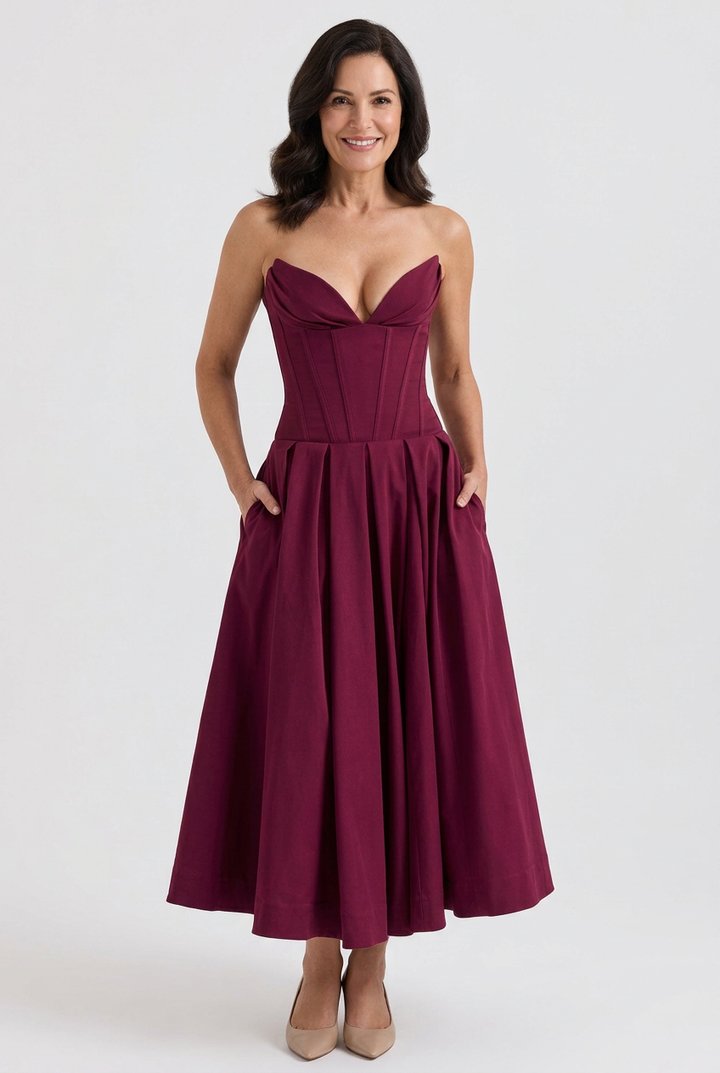 Delphine Corset Swing Midi Dress