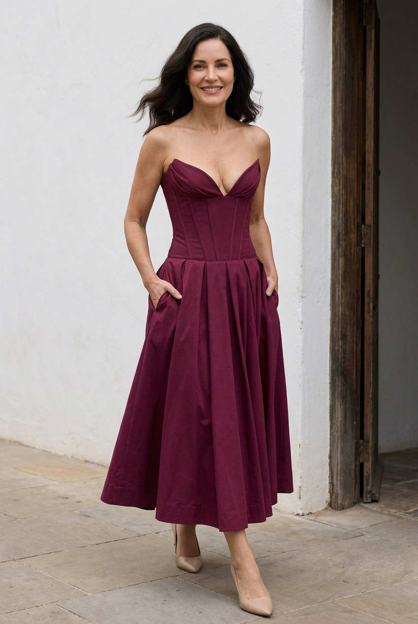 Delphine Corset Swing Midi Dress