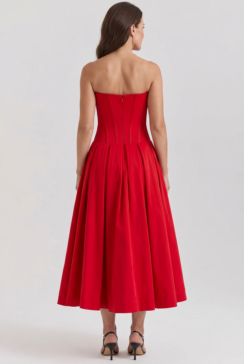 Delphine Corset Swing Midi Dress