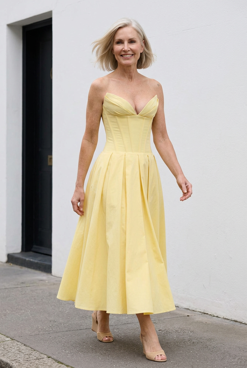 Delphine Corset Swing Midi Dress
