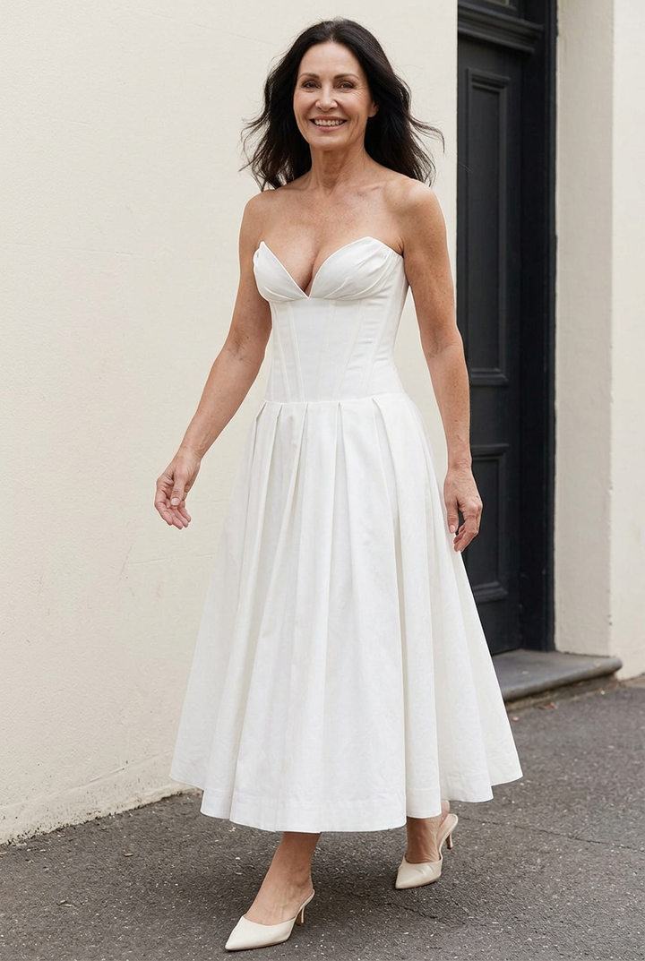 Delphine Corset Swing Midi Dress