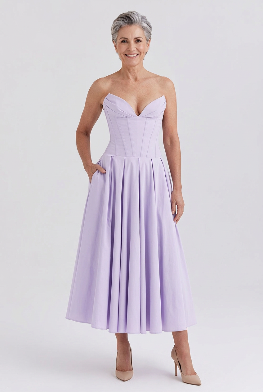 Delphine Corset Swing Midi Dress