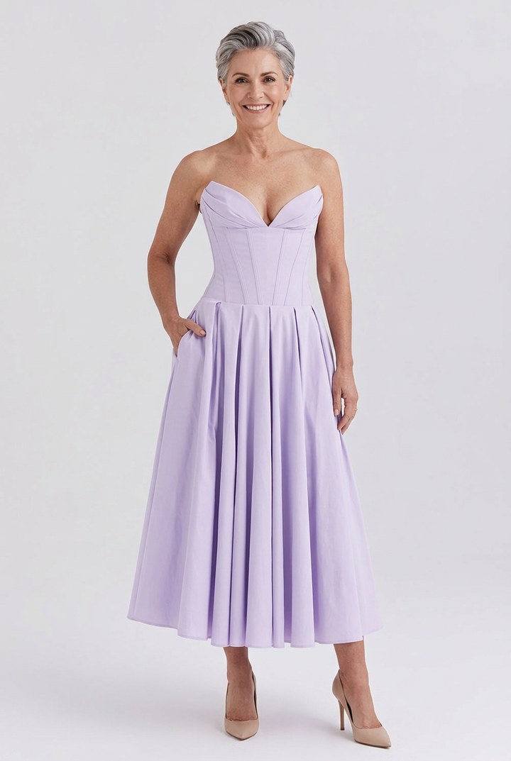 Delphine Corset Swing Midi Dress