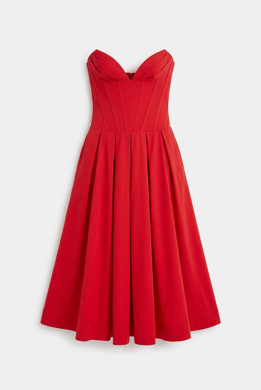 Delphine Corset Swing Midi Dress