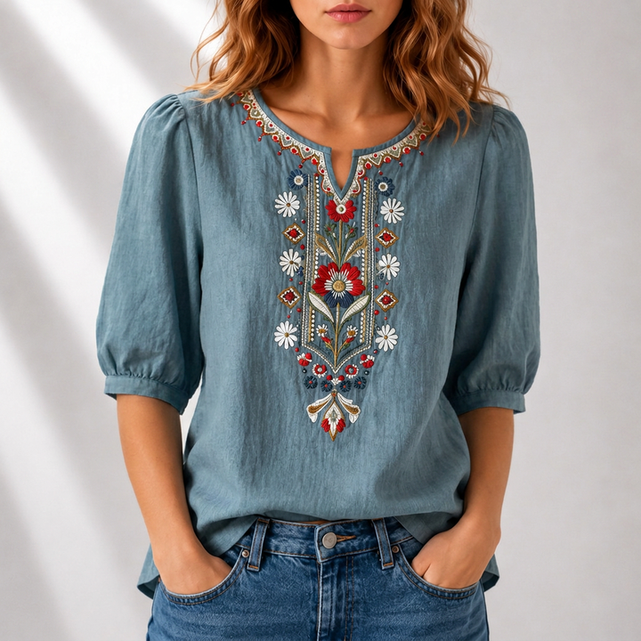 Seraphina oversized fit Floral Embroidered Blouse