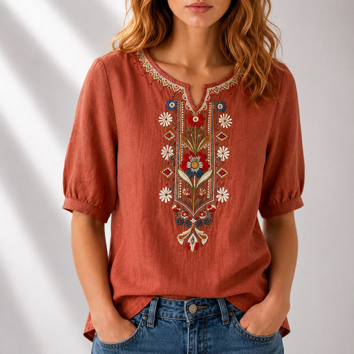Seraphina oversized fit Floral Embroidered Blouse