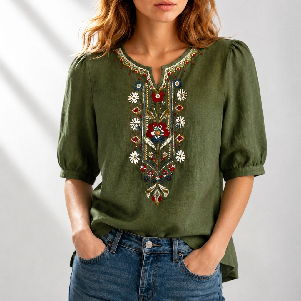 Seraphina oversized fit Floral Embroidered Blouse