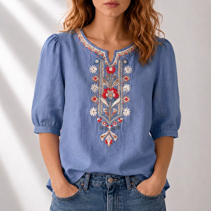 Seraphina oversized fit Floral Embroidered Blouse