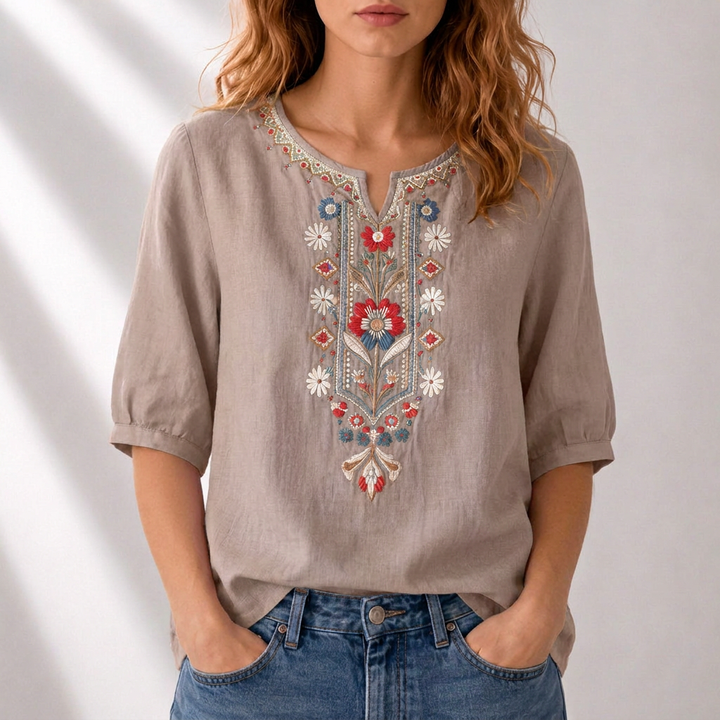 Seraphina oversized fit Floral Embroidered Blouse