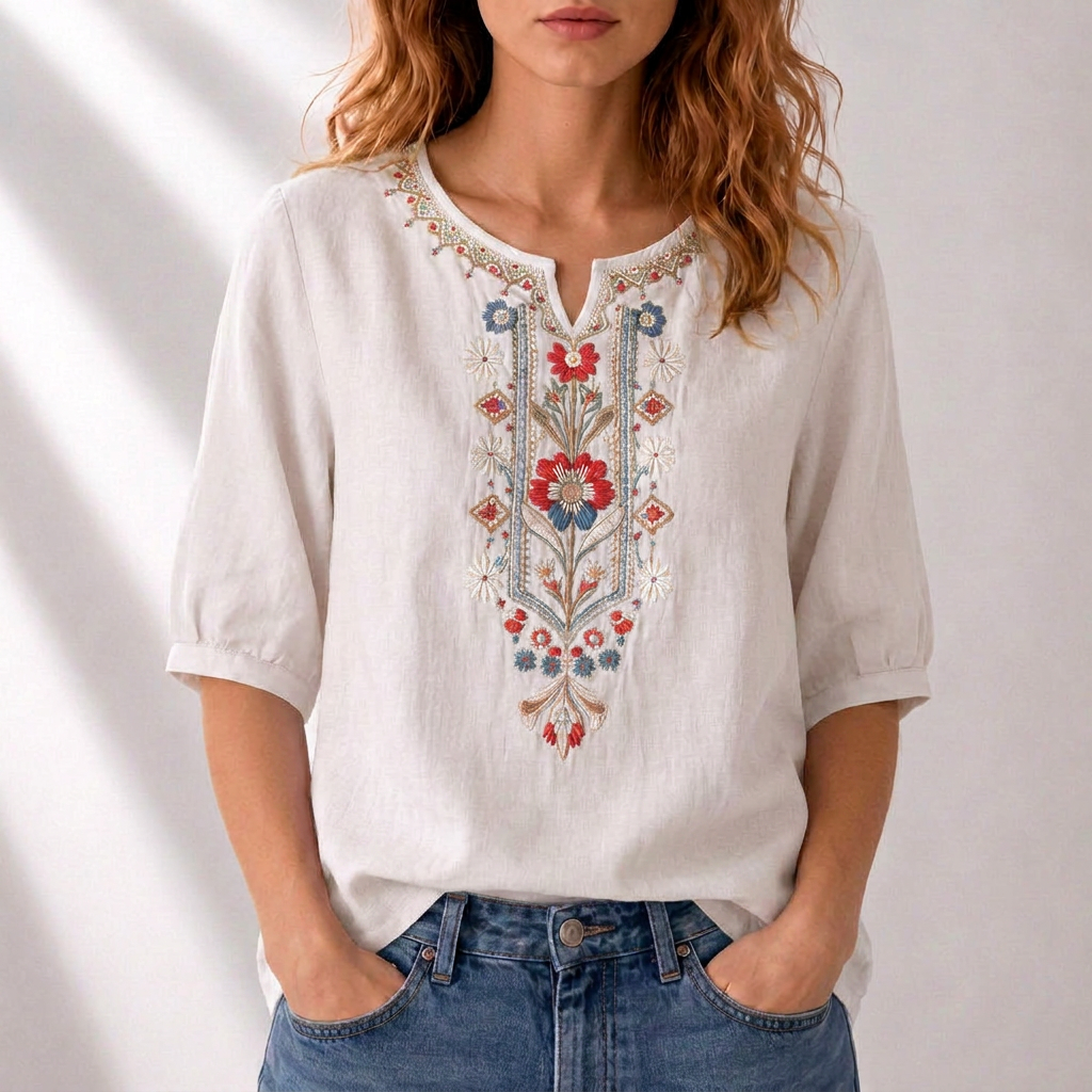 Seraphina oversized fit Floral Embroidered Blouse