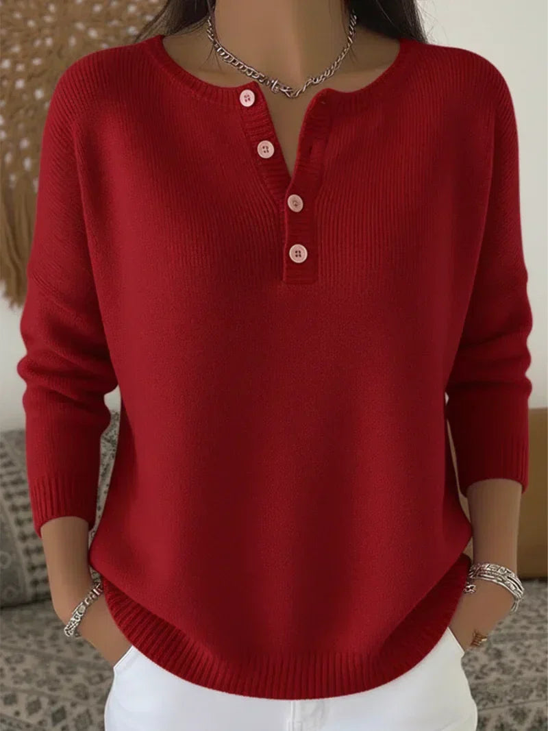 Helena™ | Henley Button-Up Knit Sweater