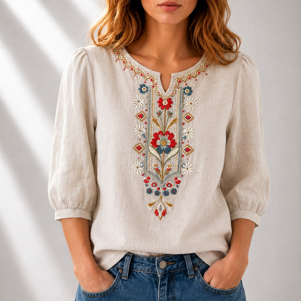 Seraphina oversized fit Floral Embroidered Blouse