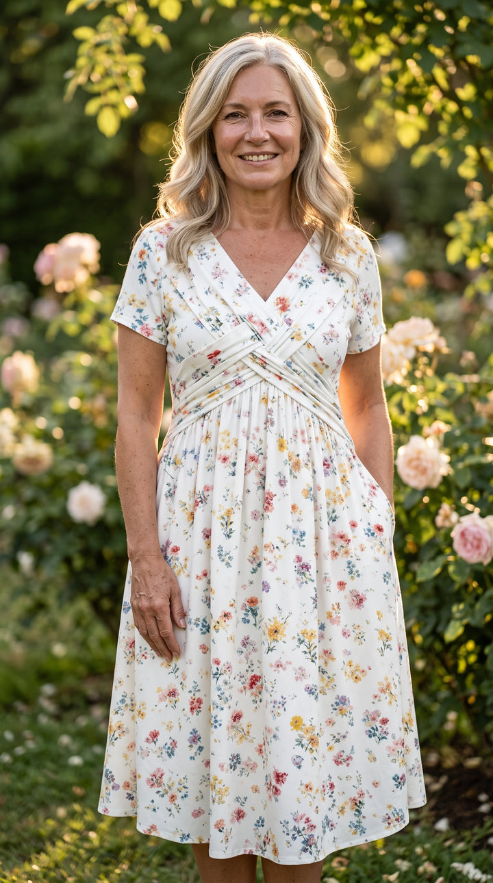 Wildflower Meadow Crisscross-Waist Midi Dress