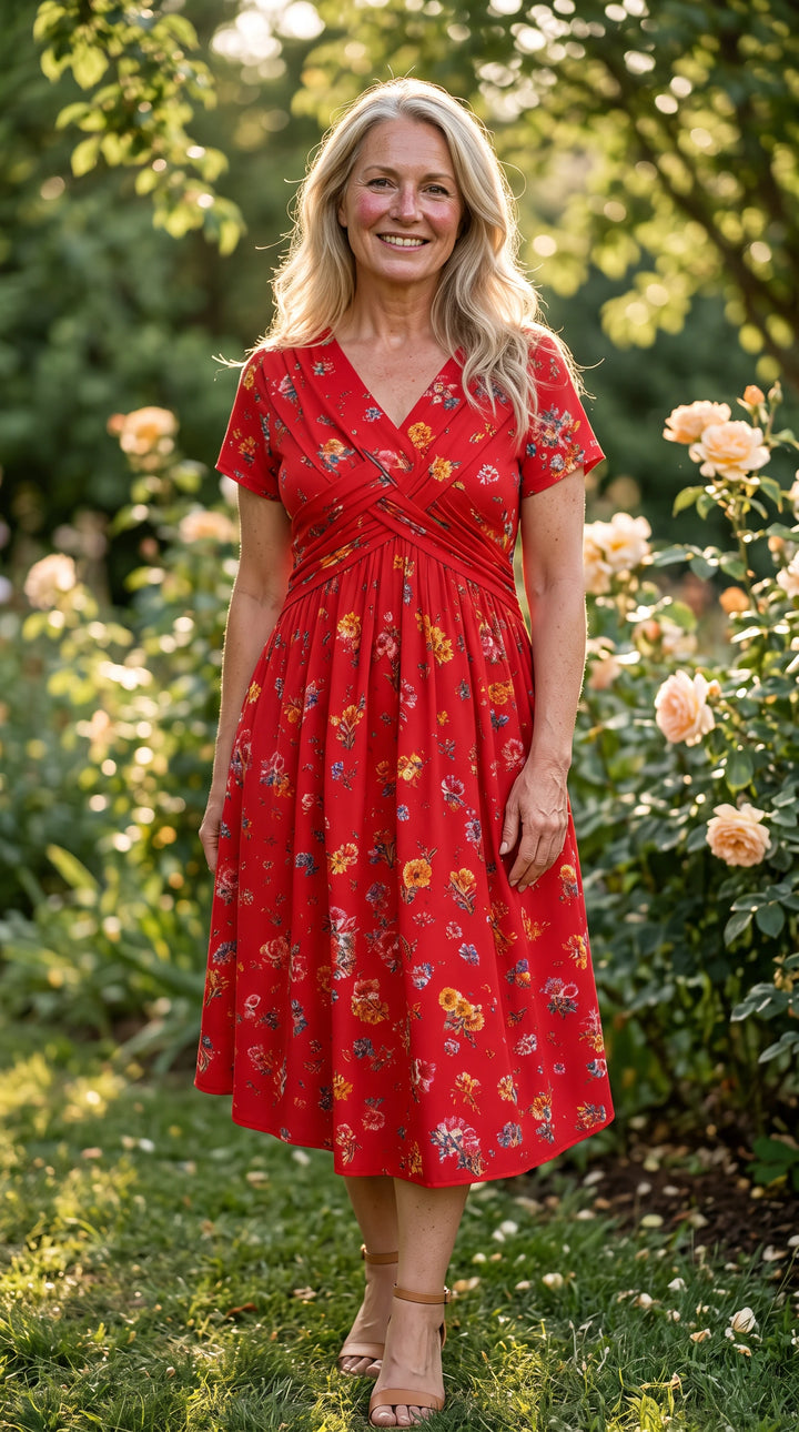 Wildflower Meadow Crisscross-Waist Midi Dress