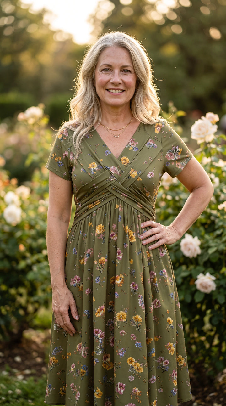 Wildflower Meadow Crisscross-Waist Midi Dress