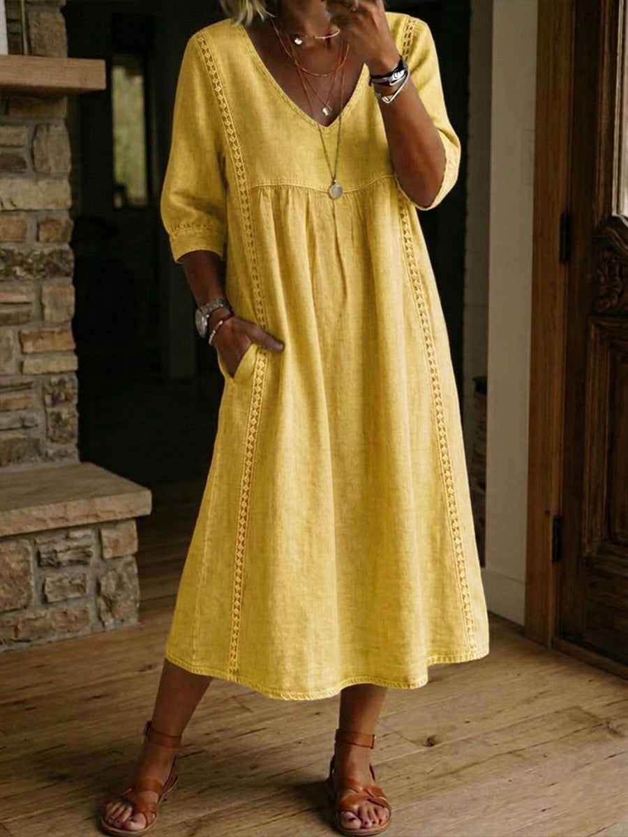 Martha comfortable casual maxi dress in yellow