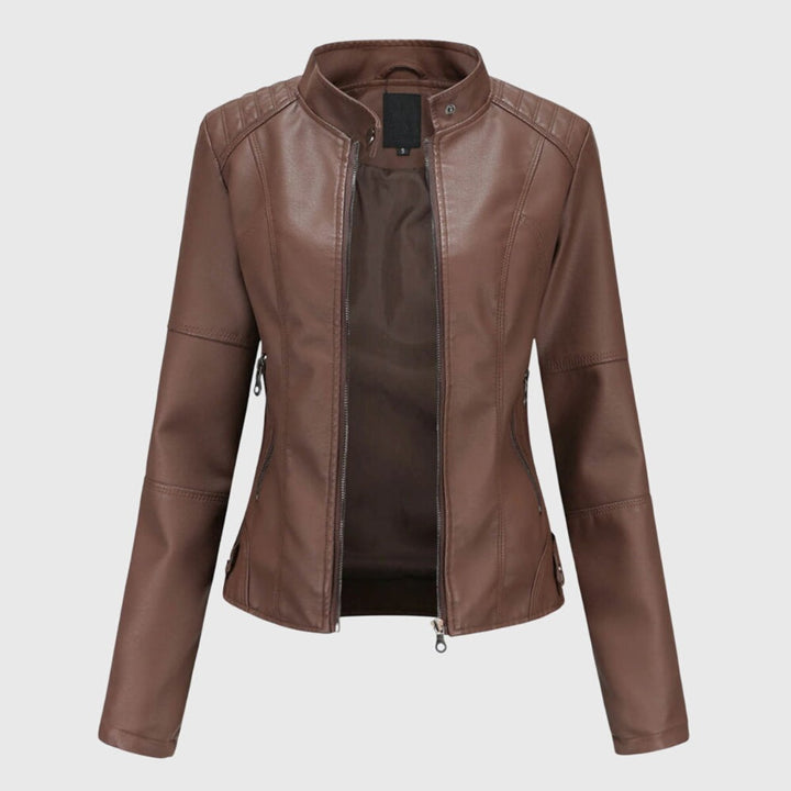 MARISSA | Slim Moto Jacket with Stand Collar