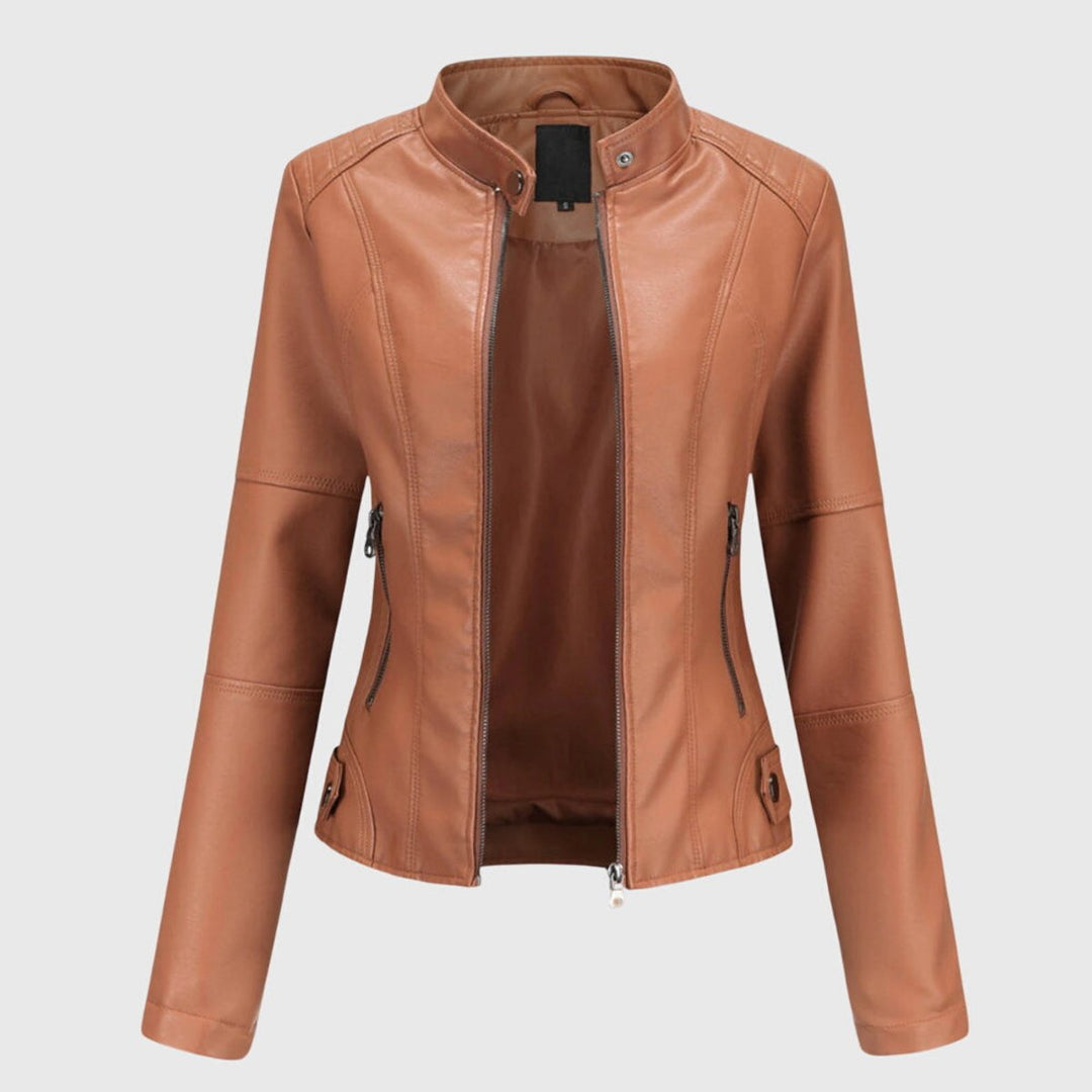 MARISSA | Slim Moto Jacket with Stand Collar