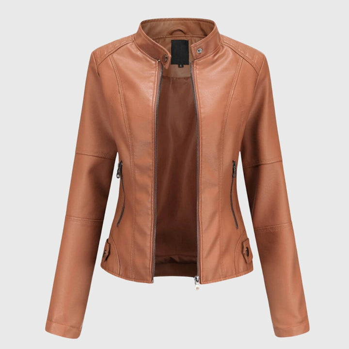 MARISSA | Slim Moto Jacket with Stand Collar