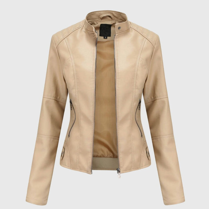 MARISSA | Slim Moto Jacket with Stand Collar