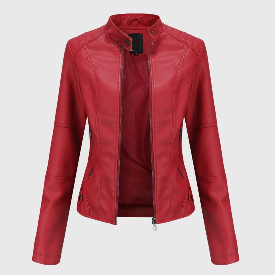 MARISSA | Slim Moto Jacket with Stand Collar